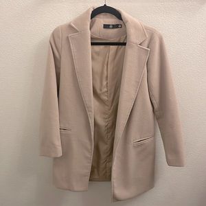 Missguided Mid-length Pea Coat In Beige